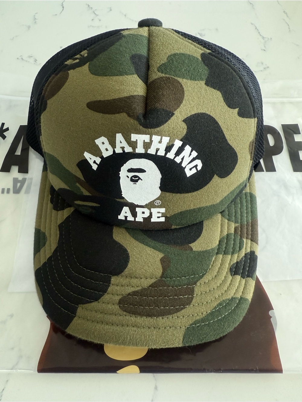 New Bape 1st camo College mesh Cap Green snap back Hat A Bathing Ape adult